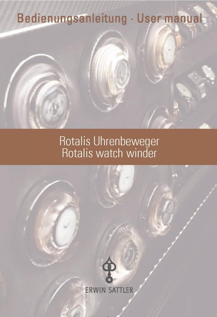 Cover zur Bedienungsanleitung für den Rotalis Uhrenbeweger